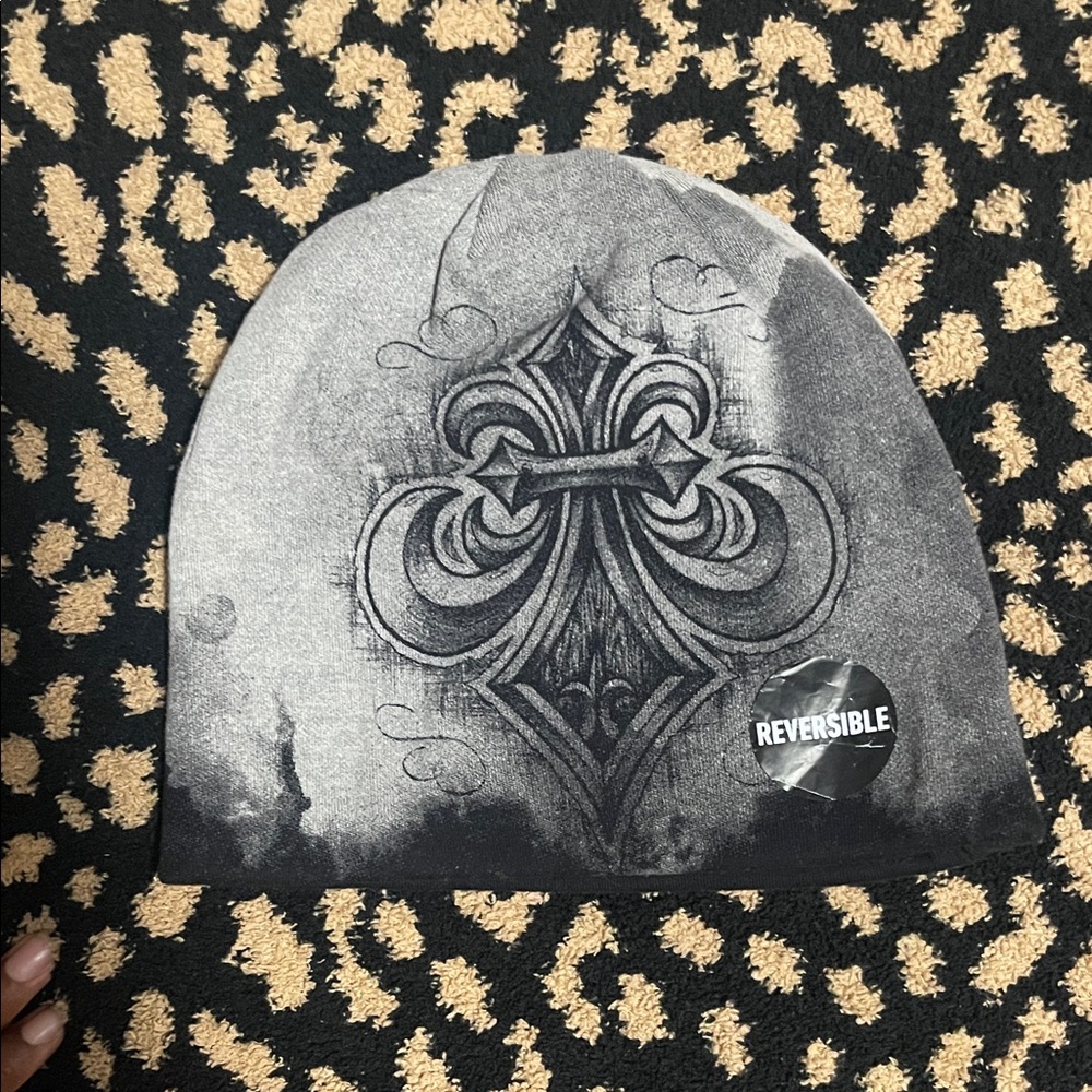 Reversible Black and Gray Affliction Beanie